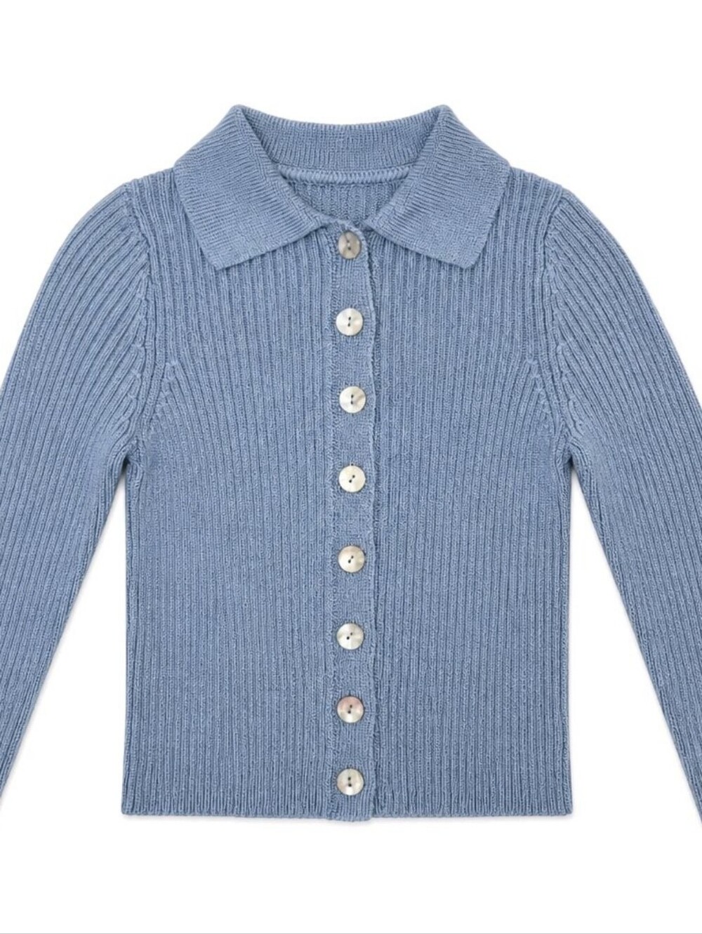 VINCE Light Blue Ribbed Button-Up Knit Top Cardigan Sz XS